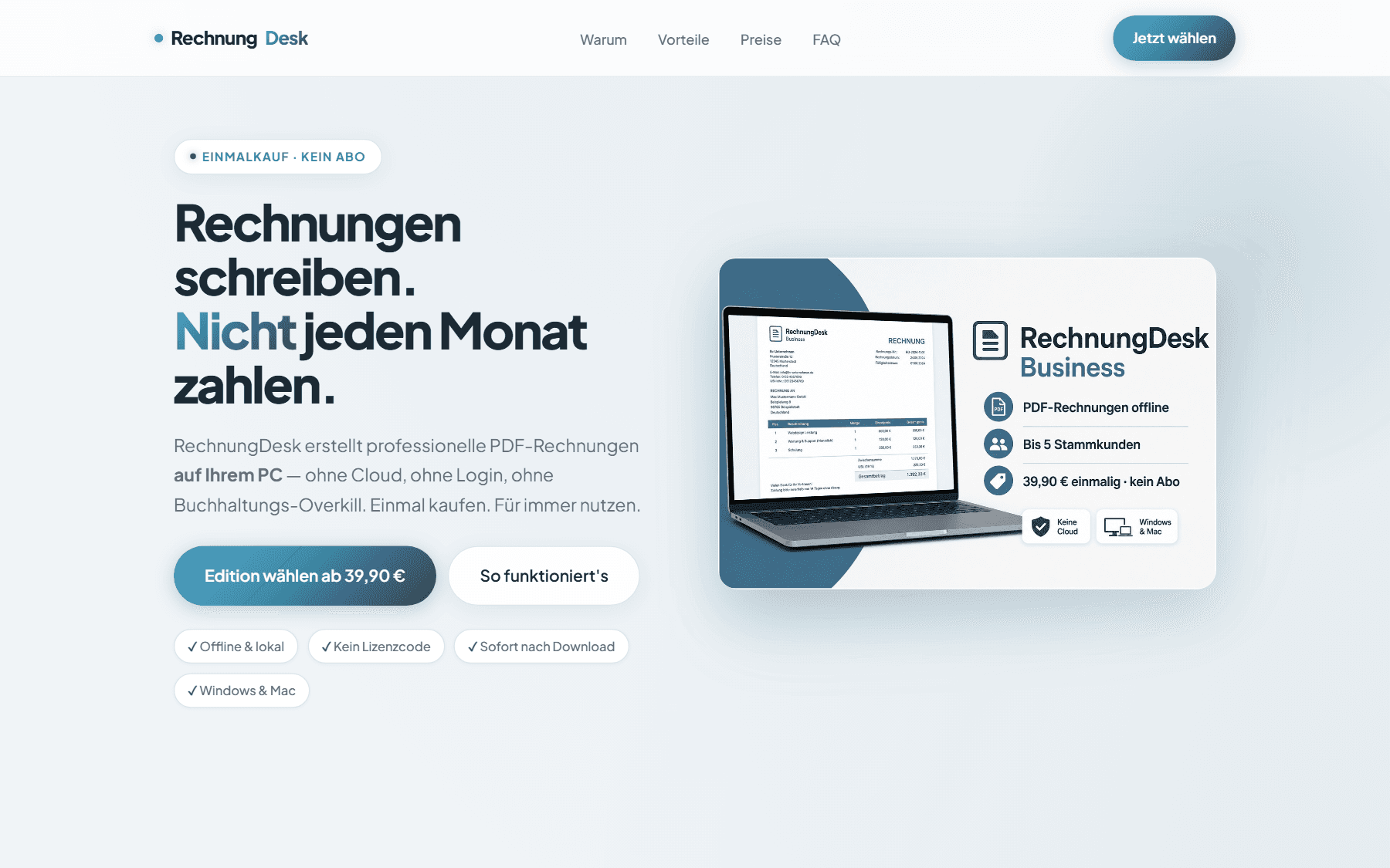 Website-Vorschau: Produkt-Landingpage